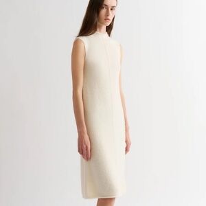 DKNY Pure Ivory Wool Angora High Neck Sleeveless Sheath Dress